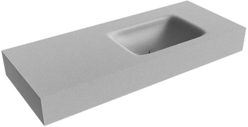 GRUNNE Plata Lavabo suspendido de solid surface 101cm. Posición del fregadero Derecho borde de 12cm de alto.