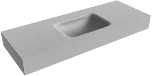 GRUNNE Plata Lavabo suspendido de solid surface 111cm. Posición del fregadero Centro borde de 12cm de alto.