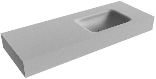 GRUNNE Plata Lavabo suspendido de solid surface 110cm. Posición del fregadero Derecho borde de 12cm de alto.