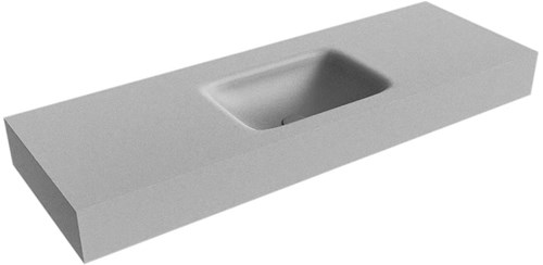 GRUNNE Plata Lavabo suspendido de solid surface 121cm. Posición del fregadero Centro borde de 12cm de alto.