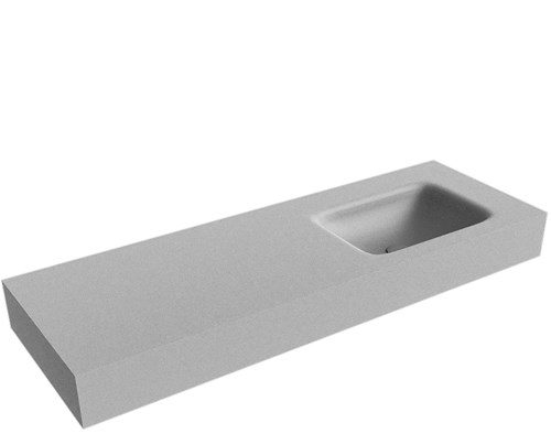 GRUNNE Plata Lavabo suspendido de solid surface 120cm. Posición del fregadero Derecho borde de 12cm de alto.