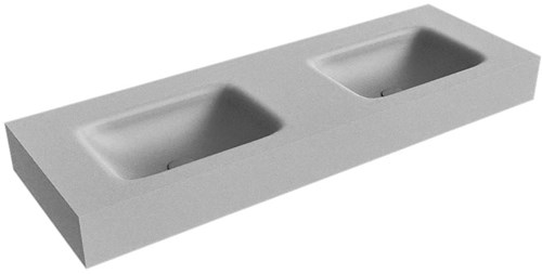 GRUNNE Plata Lavabo suspendido de solid surface 121cm. Posición del fregadero Doble borde de 12cm de alto.