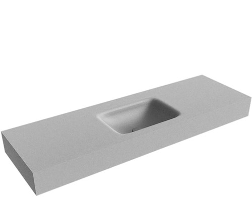 GRUNNE Plata Lavabo suspendido de solid surface 130cm. Posición del fregadero Centro borde de 12cm de alto.