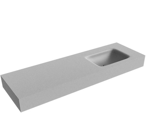 GRUNNE Plata Lavabo suspendido de solid surface 130cm. Posición del fregadero Derecho borde de 12cm de alto.