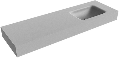 GRUNNE Plata Lavabo suspendido de solid surface 131cm. Posición del fregadero Derecho borde de 12cm de alto.