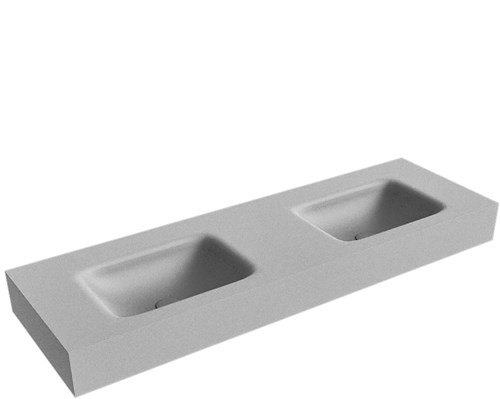 GRUNNE Plata Lavabo suspendido de solid surface 130cm. Posición del fregadero Doble borde de 12cm de alto.