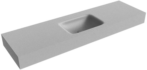 GRUNNE Plata Lavabo suspendido de solid surface 141cm. Posición del fregadero Centro borde de 12cm de alto.