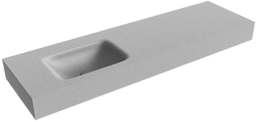 GRUNNE Plata Lavabo suspendido de solid surface 141cm. Posición del fregadero Izquierda borde de 12cm de alto.