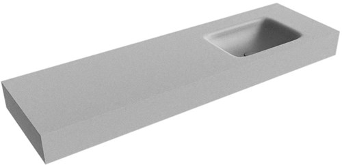 GRUNNE Plata Lavabo suspendido de solid surface 141cm. Posición del fregadero Derecho borde de 12cm de alto.