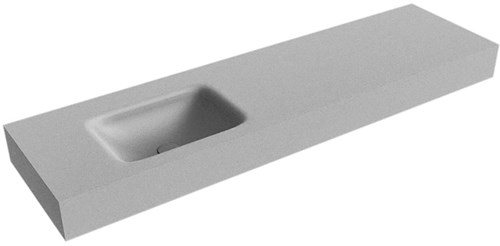 GRUNNE Plata Lavabo suspendido de solid surface 150cm. Posición del fregadero Izquierda borde de 12cm de alto.
