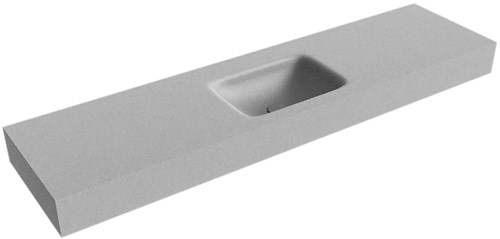 GRUNNE Plata Lavabo suspendido de solid surface 160cm. Posición del fregadero Centro borde de 12cm de alto.
