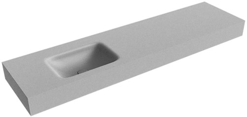 GRUNNE Plata Lavabo suspendido de solid surface 160cm. Posición del fregadero Izquierda borde de 12cm de alto.