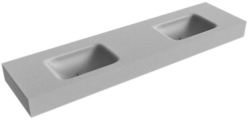 GRUNNE Plata Lavabo suspendido de solid surface 160cm. Posición del fregadero Doble borde de 12cm de alto.