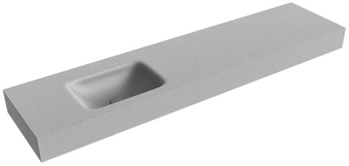 GRUNNE Plata Lavabo suspendido de solid surface 170cm. Posición del fregadero Izquierda borde de 12cm de alto.