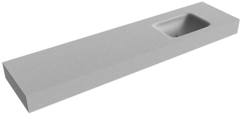 GRUNNE Plata Lavabo suspendido de solid surface 170cm. Posición del fregadero Derecho borde de 12cm de alto.