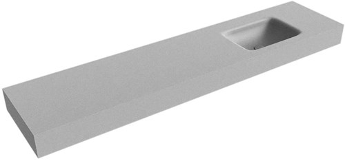 GRUNNE Plata Lavabo suspendido de solid surface 181cm. Posición del fregadero Derecho borde de 12cm de alto.