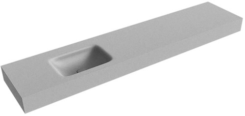 GRUNNE Plata Lavabo suspendido de solid surface 190cm. Posición del fregadero Izquierda borde de 12cm de alto.