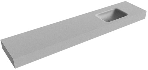 GRUNNE Plata Lavabo suspendido de solid surface 190cm. Posición del fregadero Derecho borde de 12cm de alto.