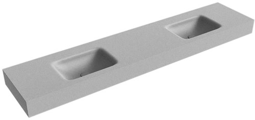 GRUNNE Plata Lavabo suspendido de solid surface 191cm. Posición del fregadero Doble borde de 12cm de alto.