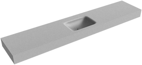 GRUNNE Plata Lavabo suspendido de solid surface 200cm. Posición del fregadero Centro borde de 12cm de alto.