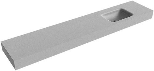 GRUNNE Plata Lavabo suspendido de solid surface 200cm. Posición del fregadero Derecho borde de 12cm de alto.