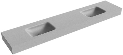 GRUNNE Plata Lavabo suspendido de solid surface 200cm. Posición del fregadero Doble borde de 12cm de alto.