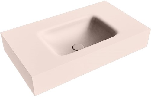 GRUNNE Rosee Lavabo suspendido de solid surface 71cm. Posición del fregadero Centro borde de 12cm de alto.