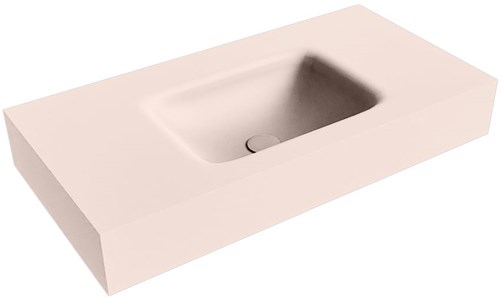 GRUNNE Rosee Lavabo suspendido de solid surface 80cm. Posición del fregadero Centro borde de 12cm de alto.