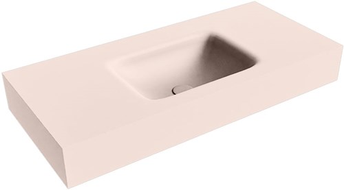 GRUNNE Rosee Lavabo suspendido de solid surface 90cm. Posición del fregadero Centro borde de 12cm de alto.
