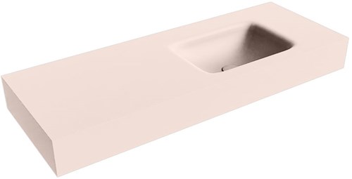 GRUNNE Rosee Lavabo suspendido de solid surface 110cm. Posición del fregadero Derecho borde de 12cm de alto.