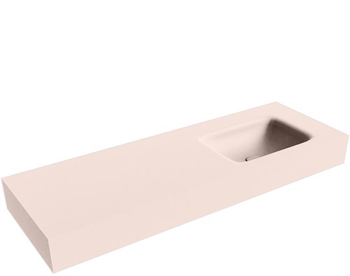 GRUNNE Rosee Lavabo suspendido de solid surface 120cm. Posición del fregadero Derecho borde de 12cm de alto.