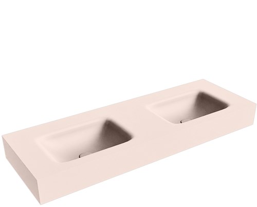 GRUNNE Rosee Lavabo suspendido de solid surface 120cm. Posición del fregadero Doble borde de 12cm de alto.