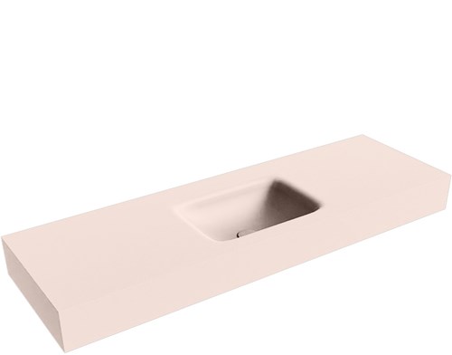 GRUNNE Rosee Lavabo suspendido de solid surface 130cm. Posición del fregadero Centro borde de 12cm de alto.