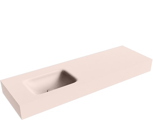 GRUNNE Rosee Lavabo suspendido de solid surface 130cm. Posición del fregadero Izquierda borde de 12cm de alto.