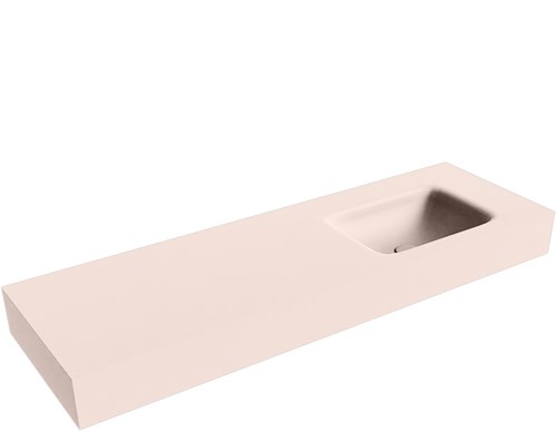 GRUNNE Rosee Lavabo suspendido de solid surface 130cm. Posición del fregadero Derecho borde de 12cm de alto.