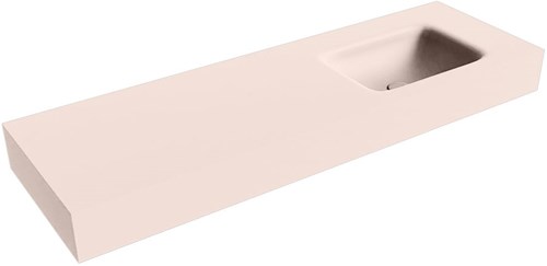 GRUNNE Rosee Lavabo suspendido de solid surface 131cm. Posición del fregadero Derecho borde de 12cm de alto.