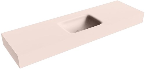 GRUNNE Rosee Lavabo suspendido de solid surface 140cm. Posición del fregadero Centro borde de 12cm de alto.