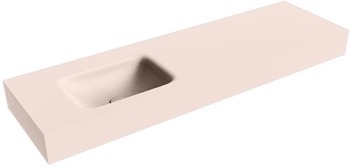 GRUNNE Rosee Lavabo suspendido de solid surface 141cm. Posición del fregadero Izquierda borde de 12cm de alto.