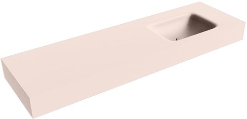 GRUNNE Rosee Lavabo suspendido de solid surface 141cm. Posición del fregadero Derecho borde de 12cm de alto.