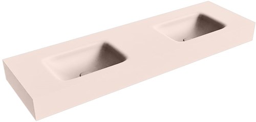 GRUNNE Rosee Lavabo suspendido de solid surface 140cm. Posición del fregadero Doble borde de 12cm de alto.