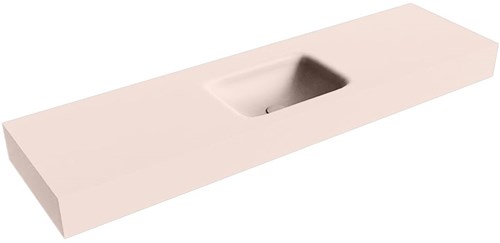 GRUNNE Rosee Lavabo suspendido de solid surface 151cm. Posición del fregadero Centro borde de 12cm de alto.