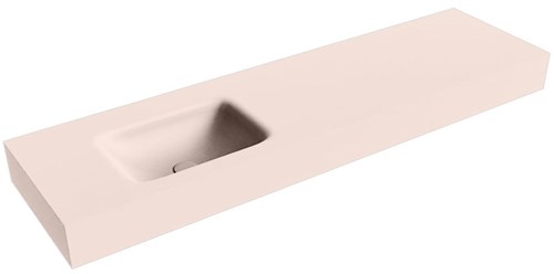 GRUNNE Rosee Lavabo suspendido de solid surface 151cm. Posición del fregadero Izquierda borde de 12cm de alto.