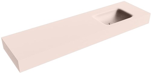 GRUNNE Rosee Lavabo suspendido de solid surface 151cm. Posición del fregadero Derecho borde de 12cm de alto.
