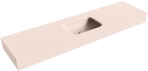 GRUNNE Rosee Lavabo suspendido de solid surface 160cm. Posición del fregadero Centro borde de 12cm de alto.