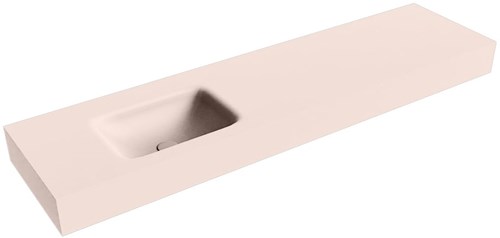 GRUNNE Rosee Lavabo suspendido de solid surface 161cm. Posición del fregadero Izquierda borde de 12cm de alto.