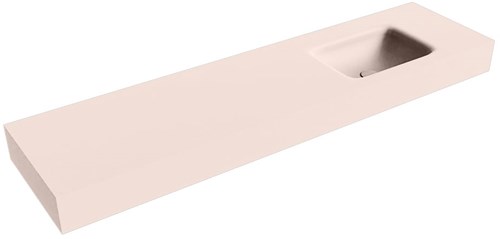 GRUNNE Rosee Lavabo suspendido de solid surface 161cm. Posición del fregadero Derecho borde de 12cm de alto.