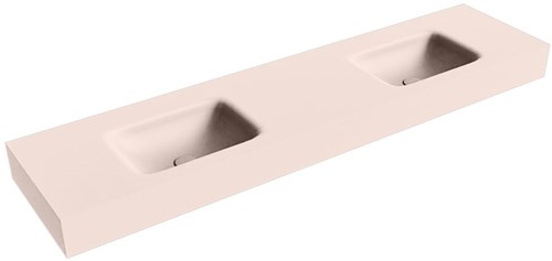 GRUNNE Rosee Lavabo suspendido de solid surface 170cm. Posición del fregadero Doble borde de 12cm de alto.