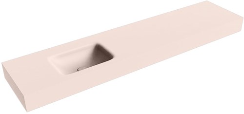 GRUNNE Rosee Lavabo suspendido de solid surface 180cm. Posición del fregadero Izquierda borde de 12cm de alto.