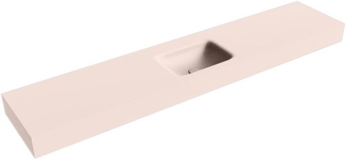 GRUNNE Rosee Lavabo suspendido de solid surface 200cm. Posición del fregadero Centro borde de 12cm de alto.
