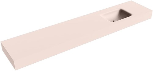 GRUNNE Rosee Lavabo mural solid surface 200cm. Position lavabo Droite rebord 12cm.